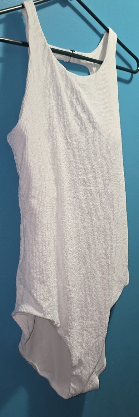 Calia Open Back High Neck One Piece Pure White Swimsuit NWT